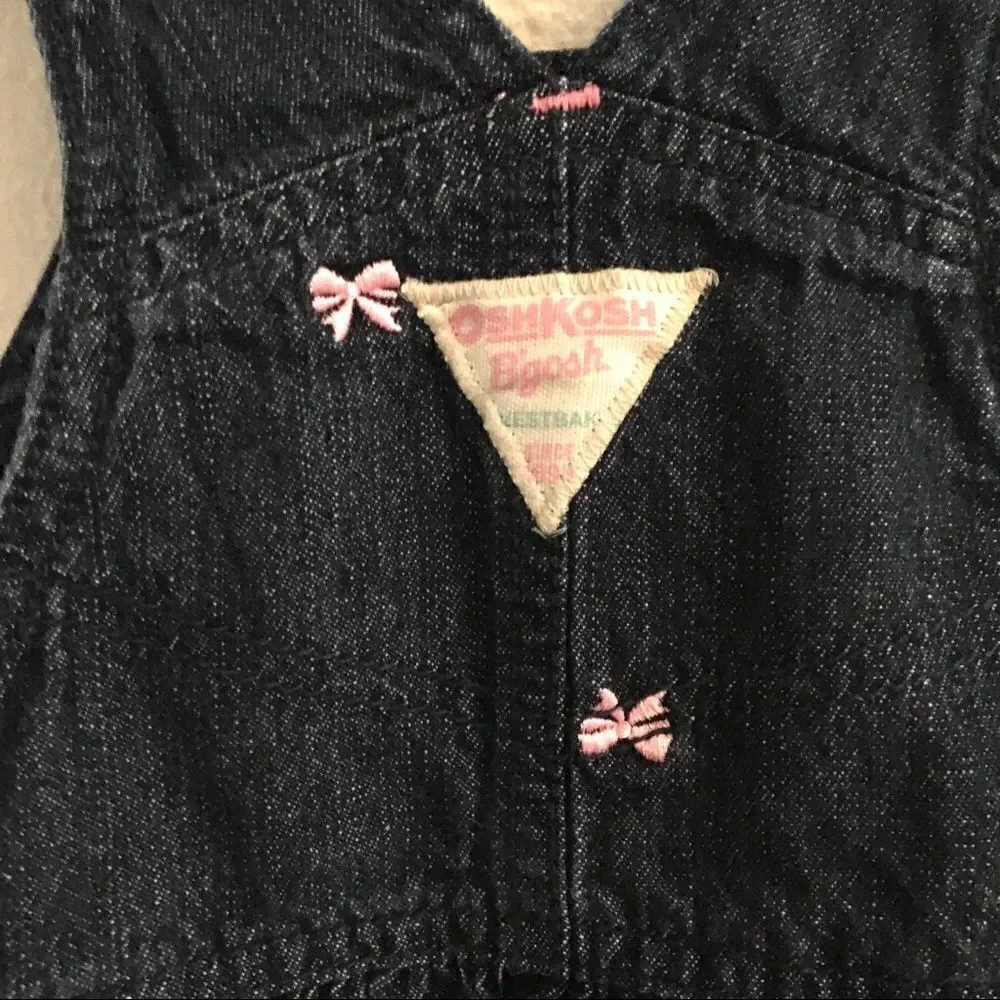 OshKosh B’Gosh overalls pink bow denim dress 3T‎